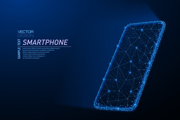 abstract polygonal light design of smartphone with glowing screen