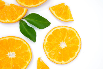 Wall Mural - fresh orange slices on white background