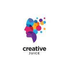 digital abstract human head logo for creative