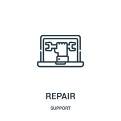 Wall Mural - repair icon vector from support collection. Thin line repair outline icon vector illustration. Linear symbol for use on web and mobile apps, logo, print media.