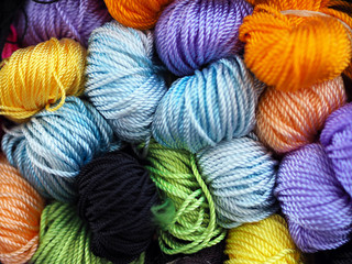 Close-up colorful yarn.