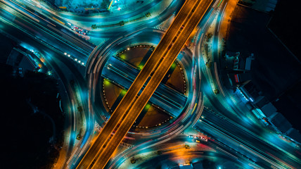 Expressway top view, Road traffic an important infrastructure in Thailand