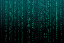 Abstract Digital Background With Binary Code. Hackers, Darknet, Virtual Reality And Science Fiction.