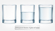 Transparent vector glass of water on light background