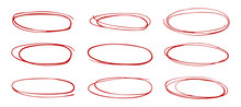 Set Of Hand Drawn Circles On White Background