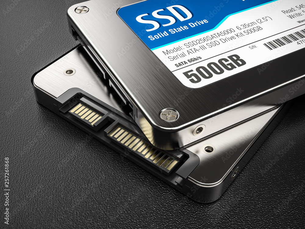 Closeup group of SSD on background 3d Stock Illustration | Adobe Stock