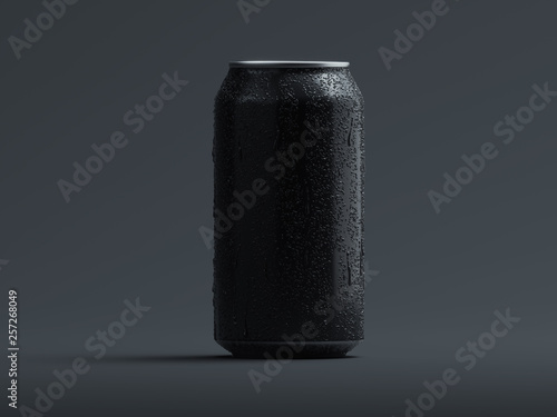 Fotografía Aluminum beer or soda can with droplets isolated on grey, 3d rendering
