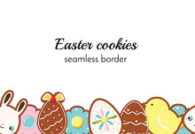 Easter Cookies Seamless Border Background. Vector Illustration
