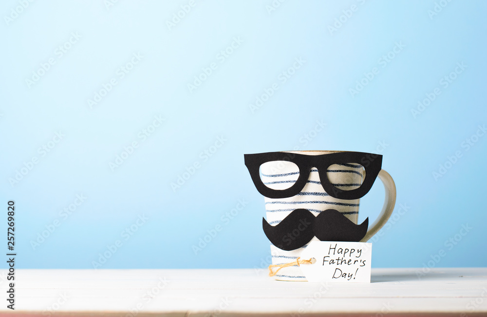 Happy Father's Day Concept, Coffee Mug with Mustache Stock Photo ...