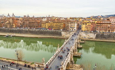 Sticker - Bridge of Hadrian famous bridge in Rome, Italy