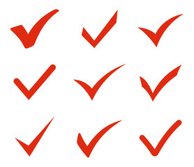 Wall Mural - different red checkmarks set. vector