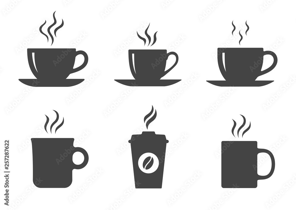 Coffee cup icons set. Vector - obrazy, fototapety, plakaty 