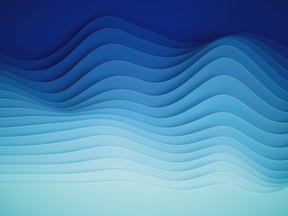 Wall Mural - 3d render, abstract paper shapes background, sliced layers, waves, hills, gradient blend, equalizer