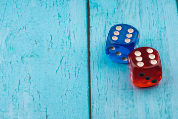 blue and red dice