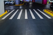 Pedestrian crossing with road white marking lines on asphalt