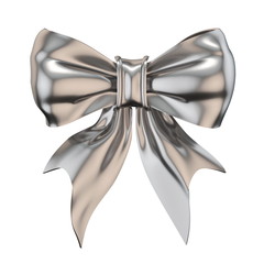 Silver ribbon bow 3D