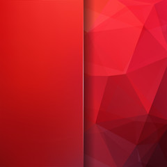 Abstract geometric style red background. Blur background with glass. Vector illustration