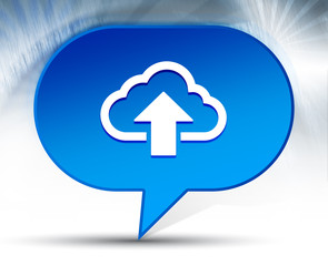Wall Mural - Cloud upload icon blue bubble background