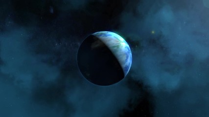Wall Mural - a slow push in timelapse animated view of the earth spinning fast in the universe as time passes.