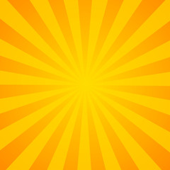 Sunburst background. Orange background with radial lines for retro illustration in pop art style. - vector