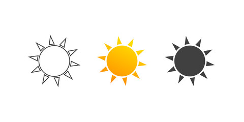 Wall Mural - sun icon. sun set symbol. sun icons in flat and linear style. - vector