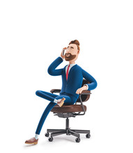 3d Illustration. Portrait Of A Handsome Businessman Sitting On Office Chair And Talking On Phone