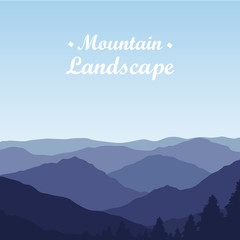 Wall Mural - Beautiful Mountain landscape on Sunny Day. Vector Illustration