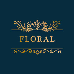 Wall Mural - Floral gold frame background