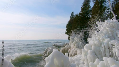 Stock Video Of Waves Splashing At Cave Point Park Door