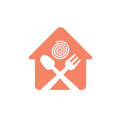 Wall Mural - home spoon fork restaurant logo vector