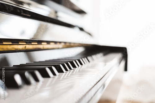 Obrazy pianino  klasyczny-klawisz-fortepianu-z-grajacymi-rekami-muzyka