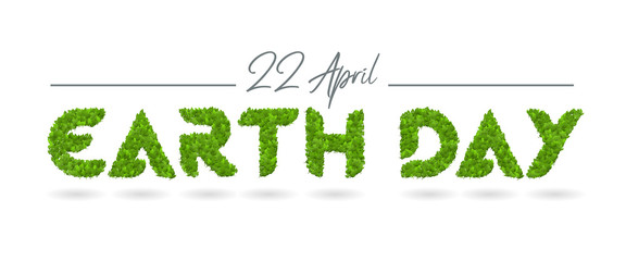 Earth day vector leaves poster design template