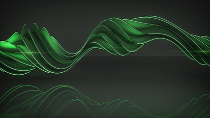 Sticker - Light emitting green twisted spiral shape 3D render illustration