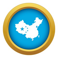 Sticker - Map of China icon blue vector isolated on white background for any design