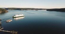 Washington State Ferry Pulls Out From Orcas Island