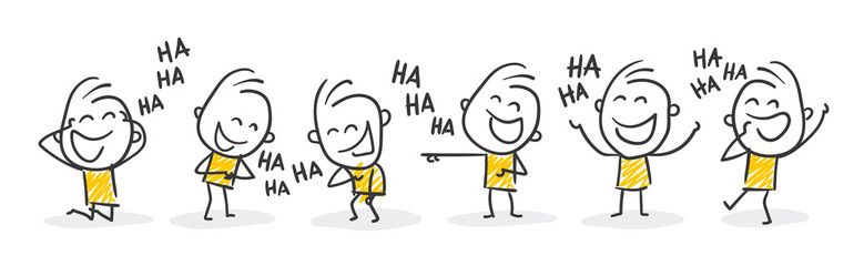 Strichfiguren / Strichmännchen: Lachen, auslachen, Spaß. (Nr. 366)	