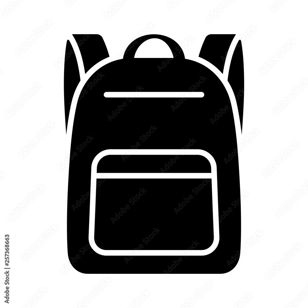 Schoolbag / school bag backpack with straps flat vector icon for apps and websites - obrazy, fototapety, plakaty 