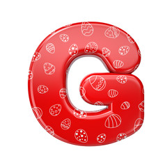 Easter egg letter G - Capital 3d red and white celebration font - suitable for Easter, events or fest related subjects