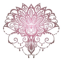 Sticker - Mehndi lotus flower  for Henna drawing and tattoo. Decoration in ethnic oriental, Indian style. 