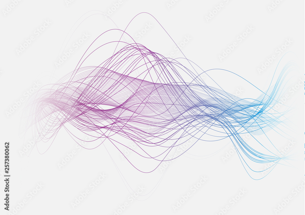 Abstract background, blue and purple waves on white background. Stock ...