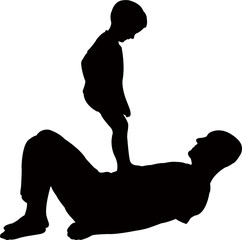 Poster - father playing with his son, silhouette vector