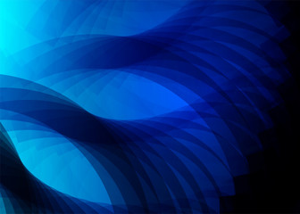 Sticker - Blue abstract background of curved lines, shapes in dark blue colors and light effect. Vector illustration