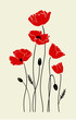 Vector isolated poppies silhouettes. Graphic for wall decoration.