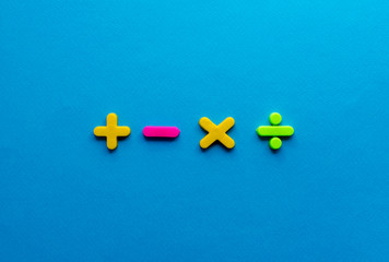 math symbols on blue background