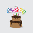 Happy birthday and cake vector Celebration party banner