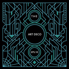 Wall Mural - abstract label linear thin line geometric shape art deco retro design badge