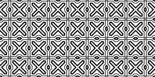 Decorative Traditional Geometric Ornament. Seamless Pattern. Vector Illustration. Tribal Ethnic Arabic, Indian, Motif. For Interior Design, Wallpaper. Black White Color