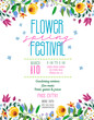 Flower spring festival announcing poster template.