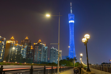 Wall Mural - Canton TV Tower at nighttime in Guangzhou, China