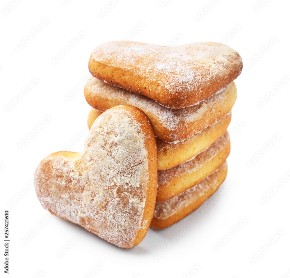 Tasty cookies on white background